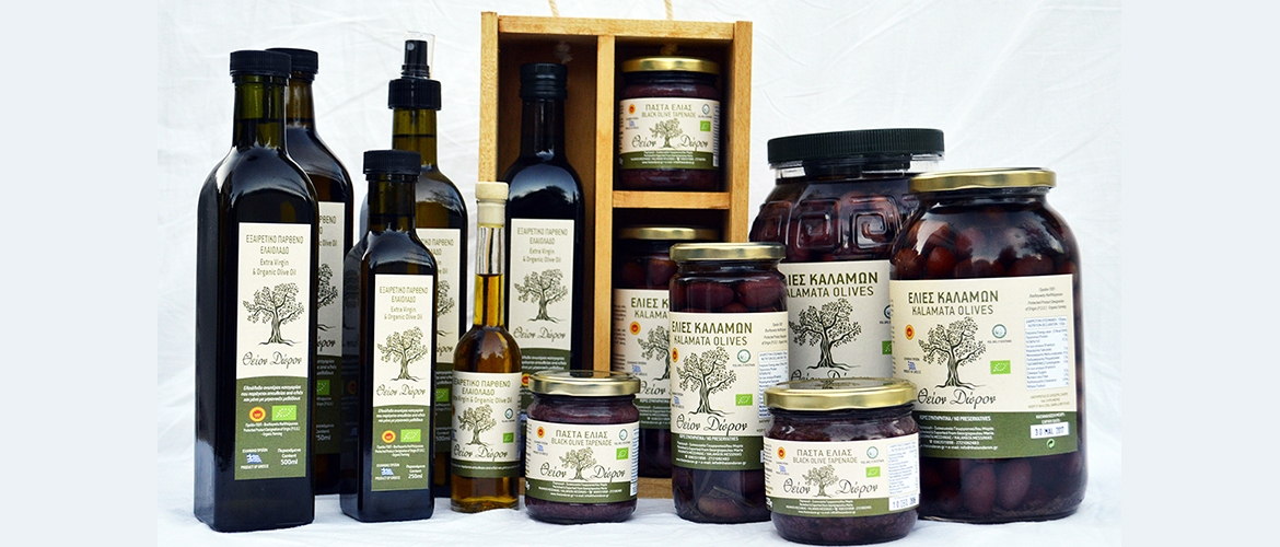 Theion Doron Organic Olive Products - Extra Virgin Olive Oil and Kalamata Olives